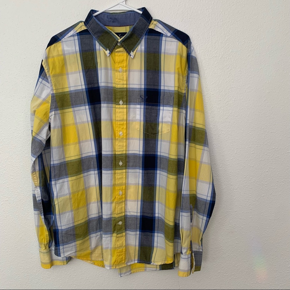 American Eagle Plaid Shirt Oversized Tall Button Down long sleeve Classic Fit